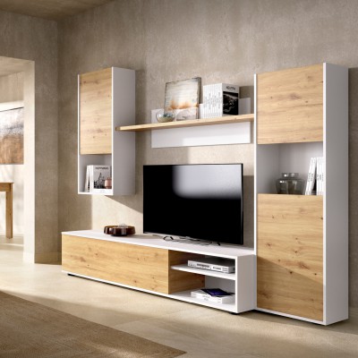 Aparador 3 Puertas Blanco y Natural Nilo - MERKAHOME.COM  Muebles, Muebles  para television, Muebles de cocina modernos