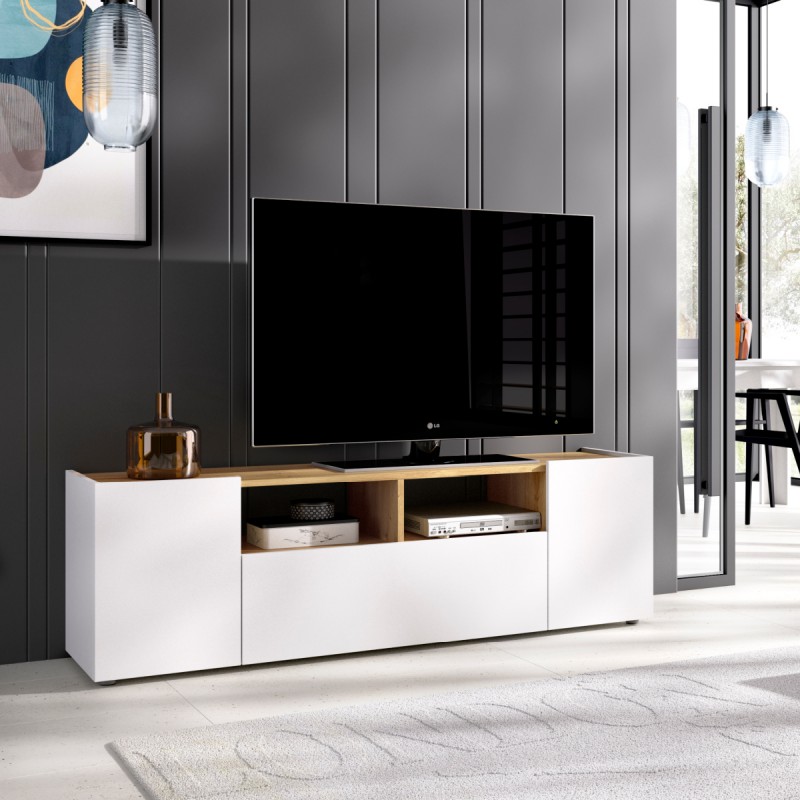 Mueble TV 140 cm Blanco y Nordic Idoia 
