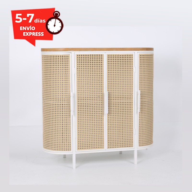 Mueble auxiliar blanco y roble Girasol