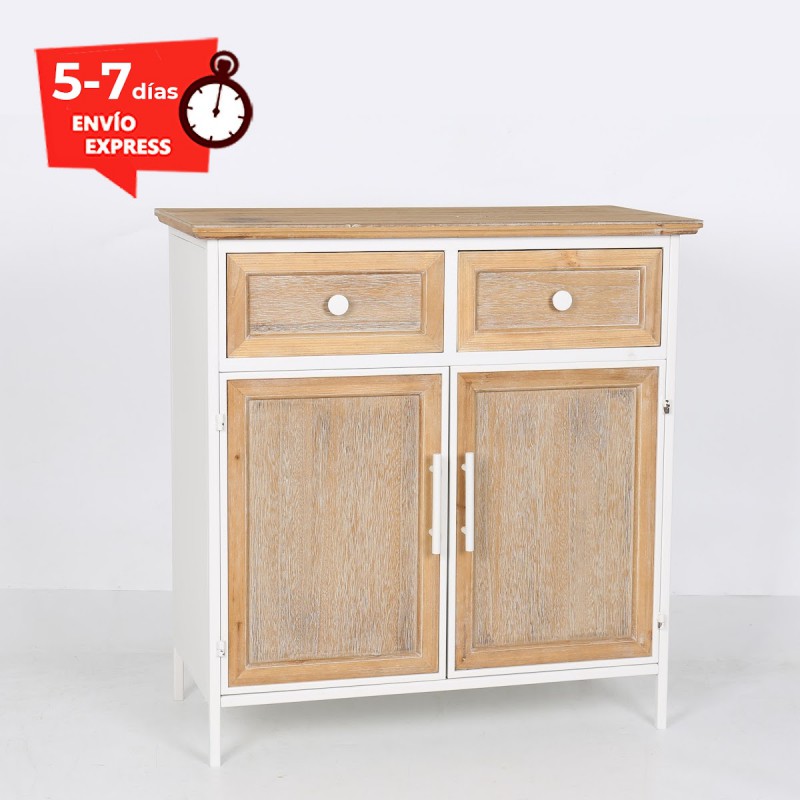 Mueble auxiliar blanco y roble 77 cm Mirabel