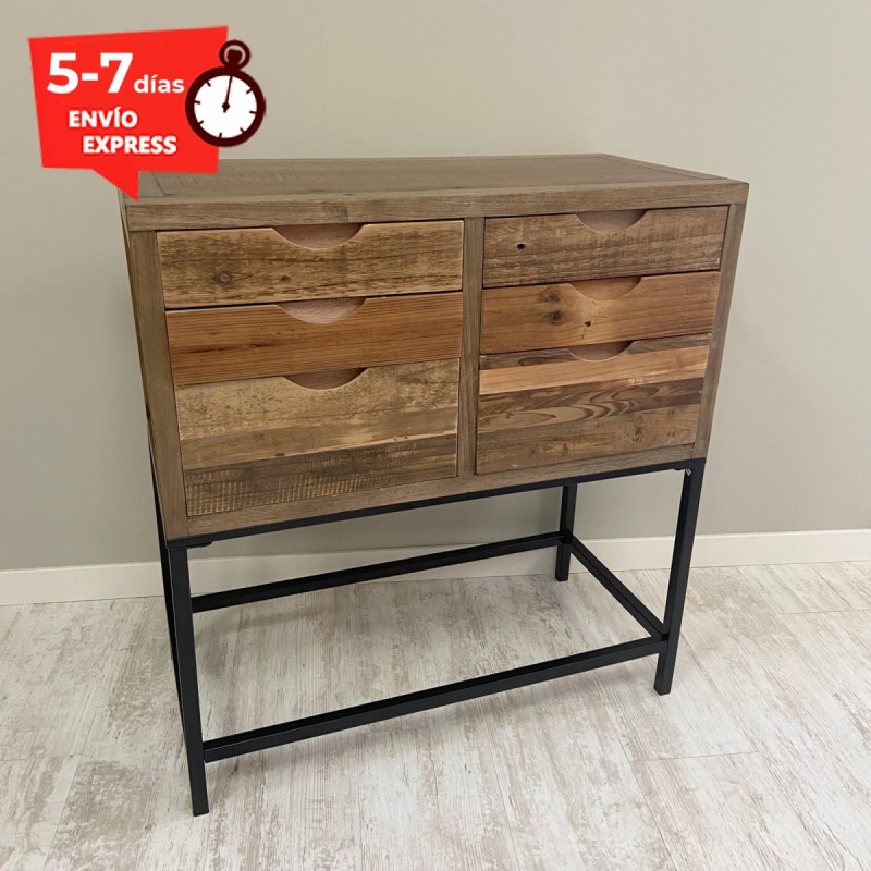 Mueble auxiliar madera 6 cajones Gilda