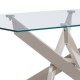 Mesa comedor cristal con patas crema 140x90 cm Karina