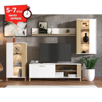 Mueble salón blanco y artisan 280 cm Grecia