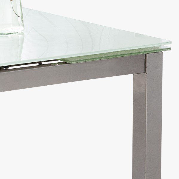 Mesa de Cocina Extensible Cristal-Metal Gris 100 x 70 Cm - Muebles